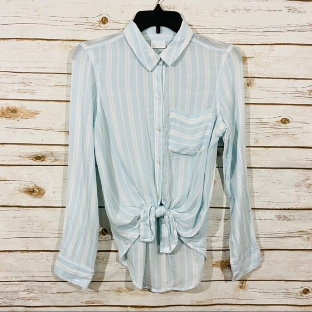 Abound hi low long sleeve button front women's shirt size XXS